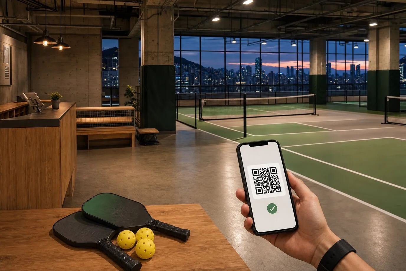 球員掃描 QR code 預約香港匹克球場